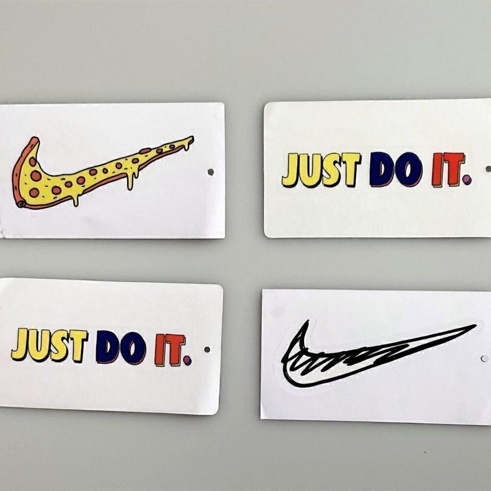 New Nike Parody Sticker Decal Pack (4-Pack) •Funny Pizza Swoosh & Colorful Just